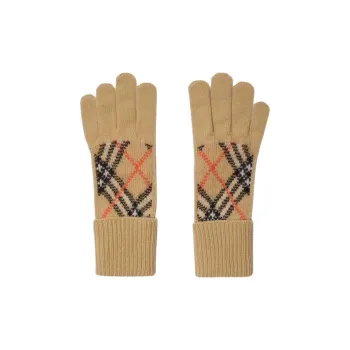 Burberry Check Intarsia Knit Gloves