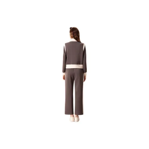 FENHONGMALI Casual Suit Women's Gray