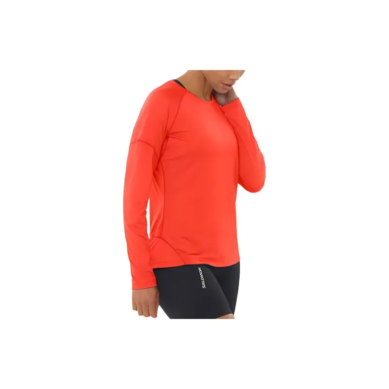 SALOMON CROSS RUN Raglan Sleeve T-Shirt Women's Orange Red-1