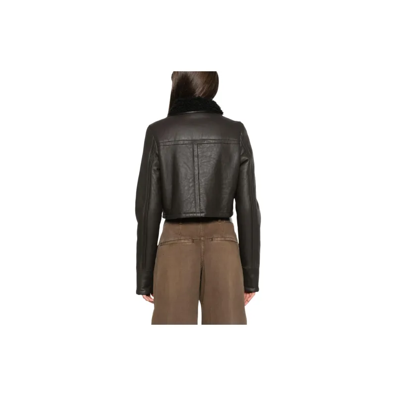MANOKHI FW24 Leather Jacket Women's Dark Brown-2