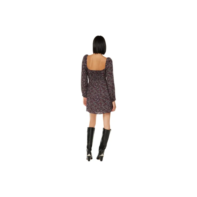 ARITZIA Wilfred Novella Dress Long-Sleeved Dresses Women's Black Wine Red/Black Base Burgundy-2