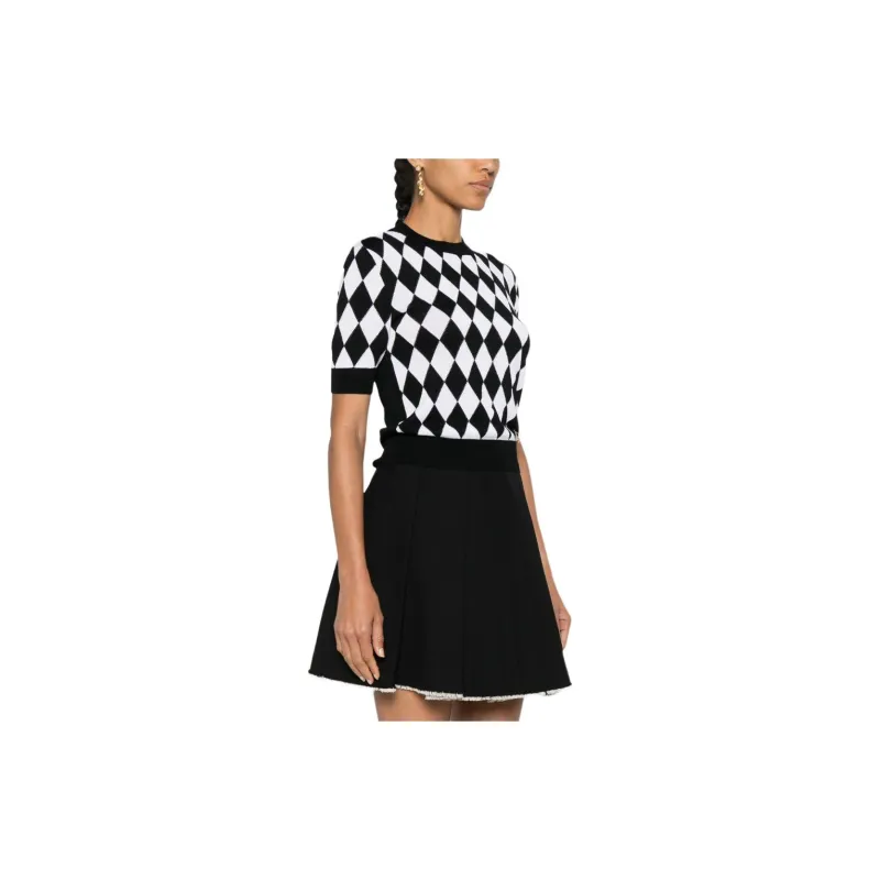 BALMAIN Diamond pattern Knitted T shirt-3
