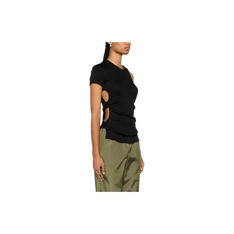 Christopher Esber Cut-Out Detailed Asymmetric Ribbed T-Shirt-1
