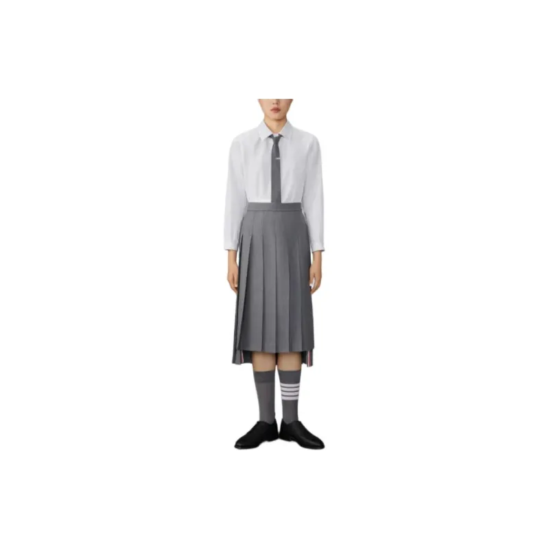 THOM BROWNE Long Sleeved Cropped Shirt-2