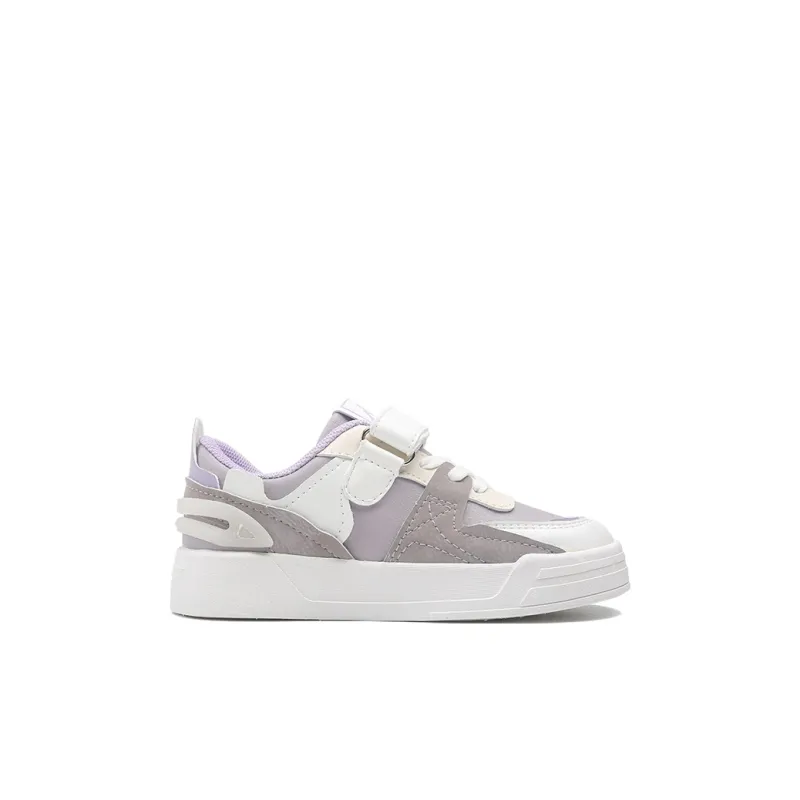 KAPPA KIDS Anti Slip Wear Resistant Low Top Kids' Skateboarding Shoes Beige White Purple Kids'-4
