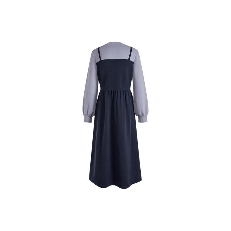 KUOSE Long Sleeved Dress Women's Dark Blue-1