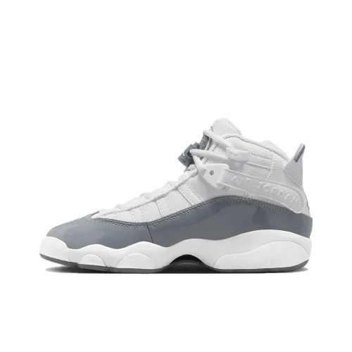 Jordan Air Jordan 6 Rings Slip Resistant Anti Kick Cushioning Mid Top Children's Basketball Shoes White Teenagers