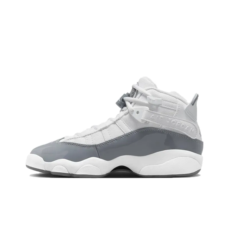 Jordan Air Jordan 6 Rings Slip Resistant Anti Kick Cushioning Mid Top Children's Basketball Shoes White Teenagers-0