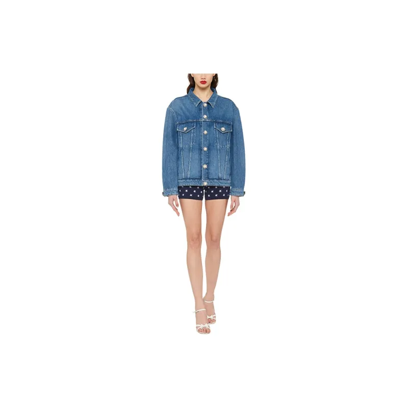 MIU MIU SS21 Women's Decoration Denim Jacket-1