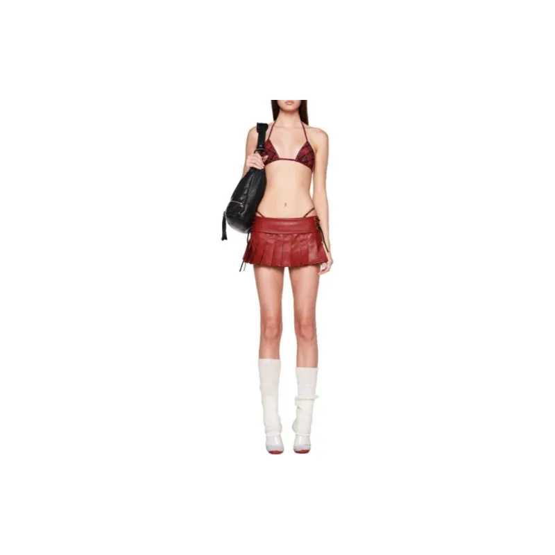 I.AM.GIA KARI SKORT Leather Short Skirts Women's RED/Red-2
