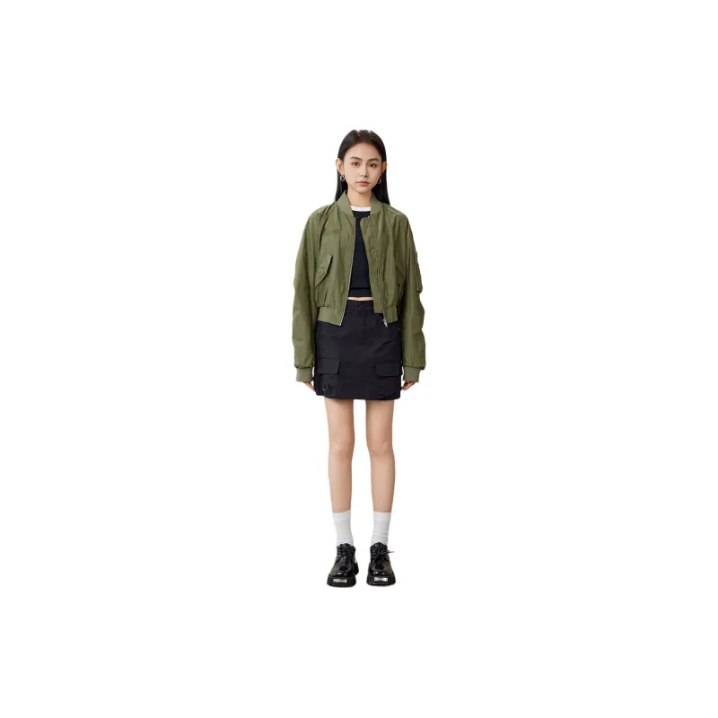 A21 Baseball Jacket Women's Olive Green-1