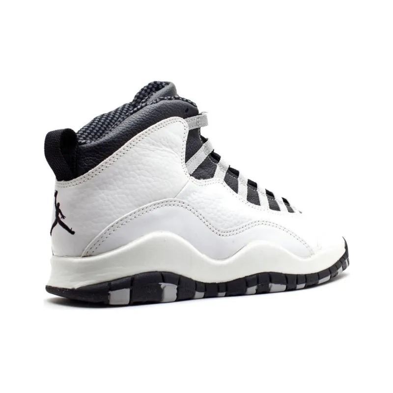 Jordan Air Jordan 10 Anti Slip Wear Resistant High Top Vintage Basketball Shoes Men's White Black-3