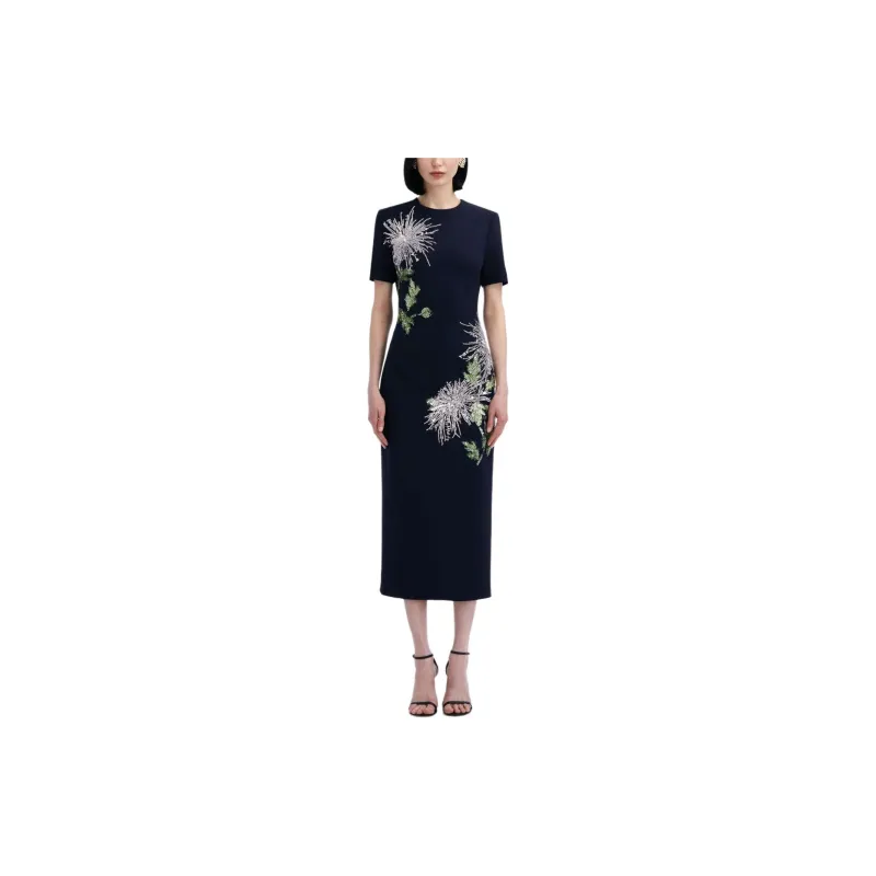Oscar De La Renta Dandelion Crystal-embroidered Pencil Dress-1