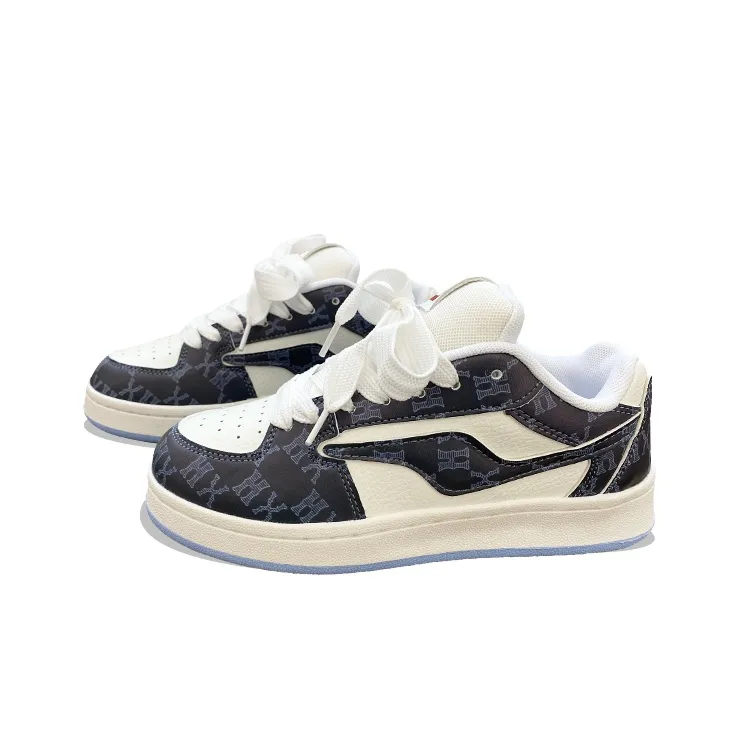 XLAIII Anti Slip And Wear Resistant Lightweight Low Top Casual Shoes Unisex White Blue-1