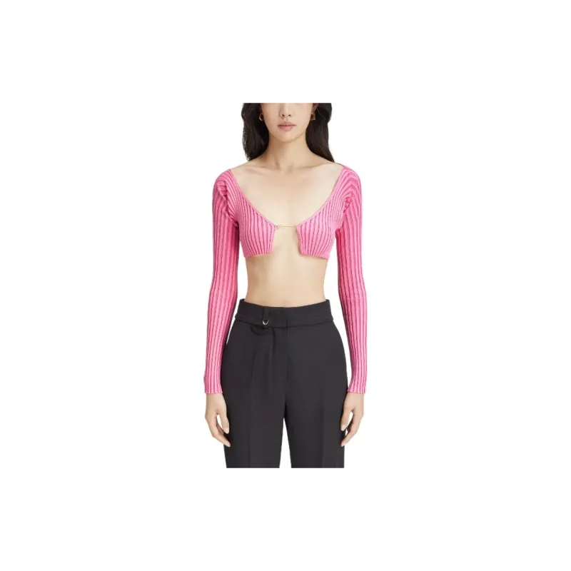 Jacquemus La Maille Pralu Micro Charm Logo Cardigan Pink-6
