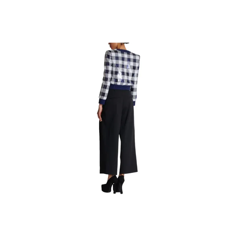 BALMAIN Sequined Cropped Knit Jacket-1