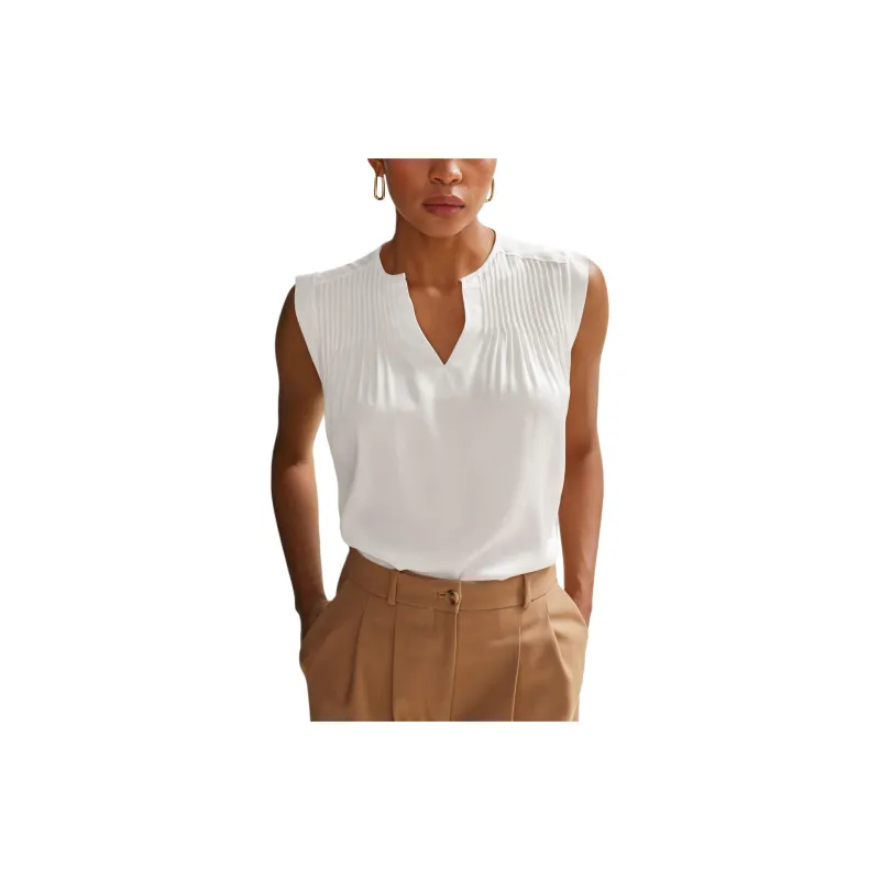 HUGO BOSS Relaxed Fit Tailored Blouse In Stretch Silk Shirt Women's White-4