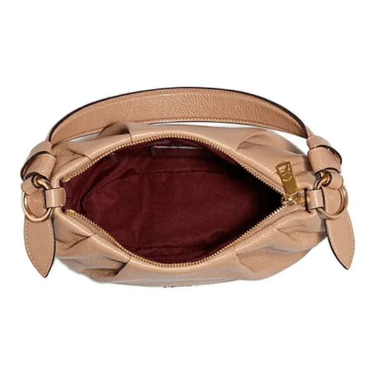 COACH Everly Leather Shoulder Bag Portable Crossbody Bag Shoulder Bag Large Size Women's Khaki-3