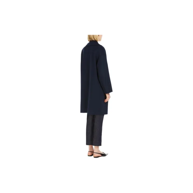 ’S MAX MARA Eleonora Collection Double-Breasted Sheepskin Coat Coats Women's Blue-2