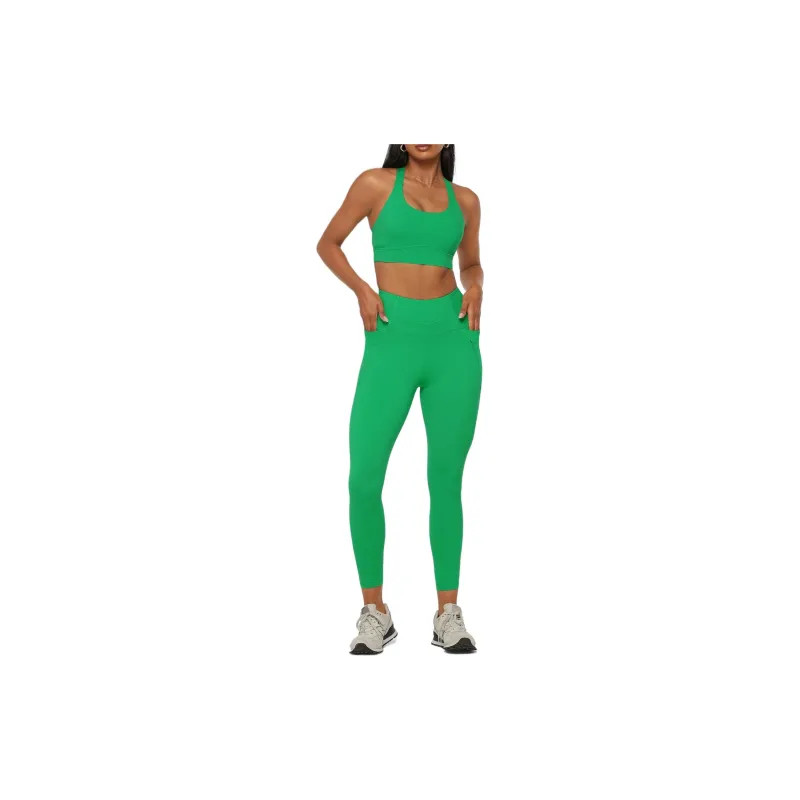 LORNA JANE Zip Pocket Recycled Stomach Support Ankle Biter Leggings Athletic Trousers Women's Green-2