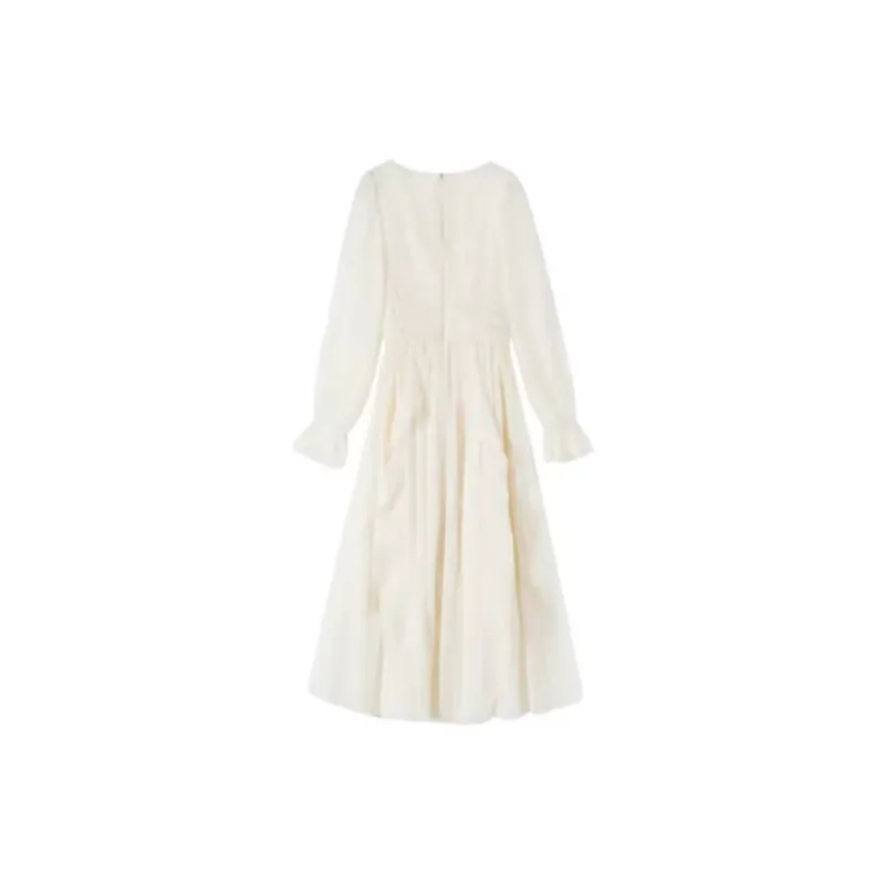 Lookinto Long Sleeved Dresses Women's Apricot White-1