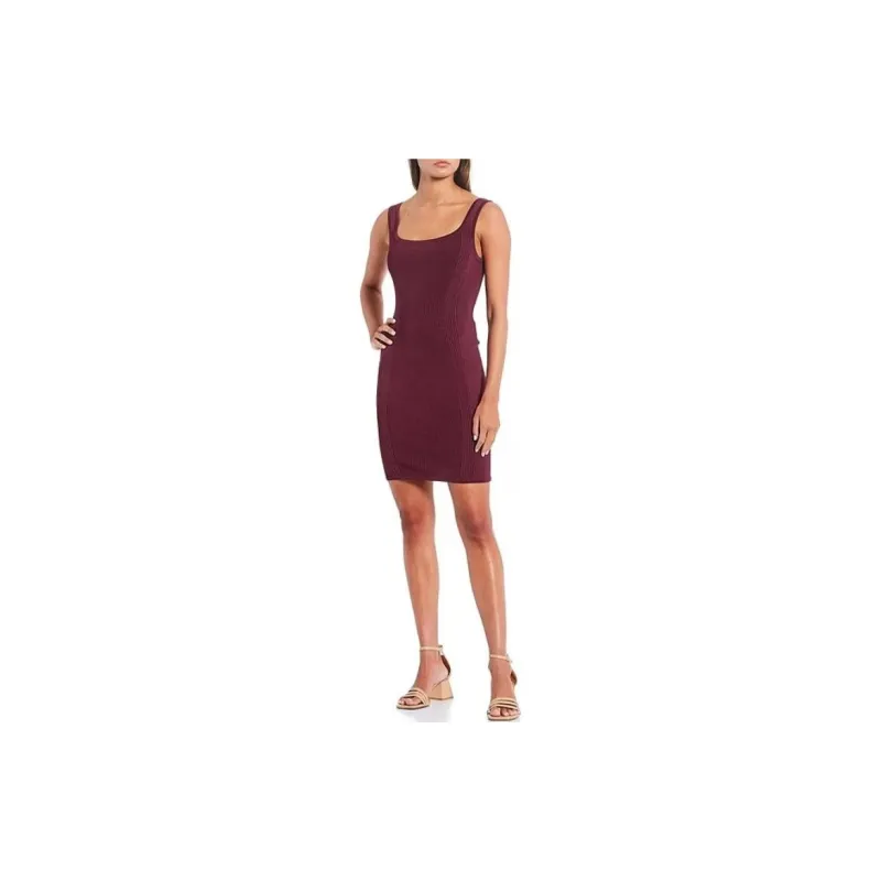 GUESS Lucia Rib-Knit Mini Dress Slip Dresses Women's Black Cherry-1