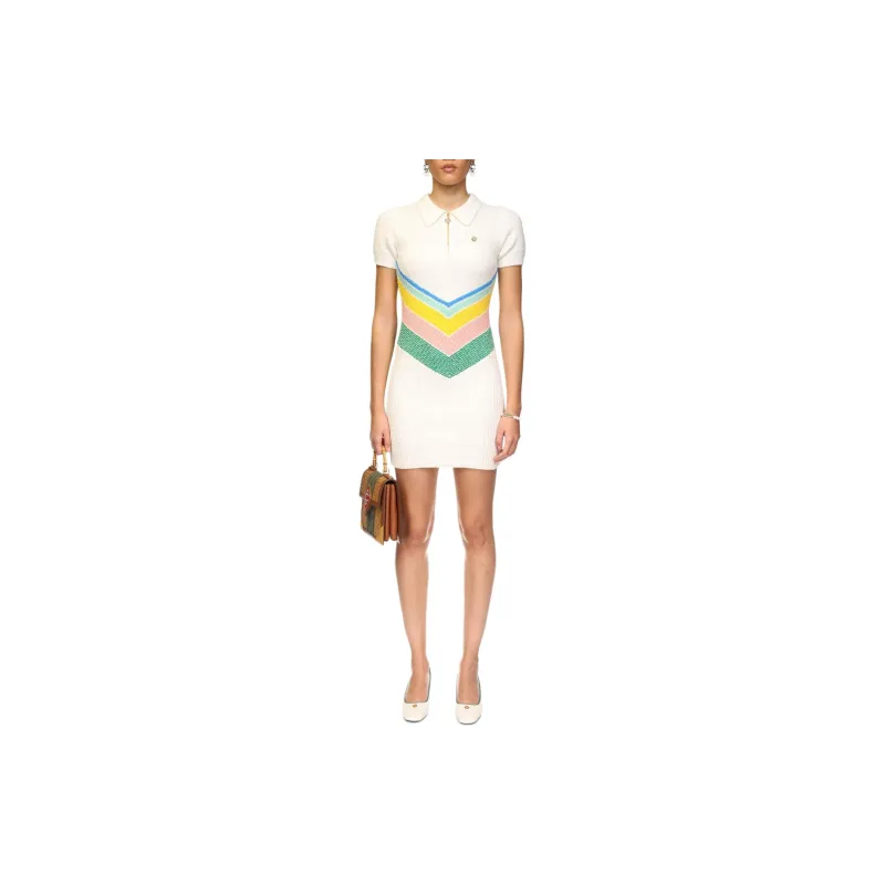 CASABLANCA FW24 Pre Fall Collection Short Sleeved Dress Women's White-2