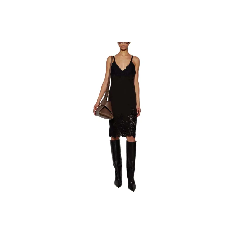 Burberry Lace-detailed Wool Slip Dress-1
