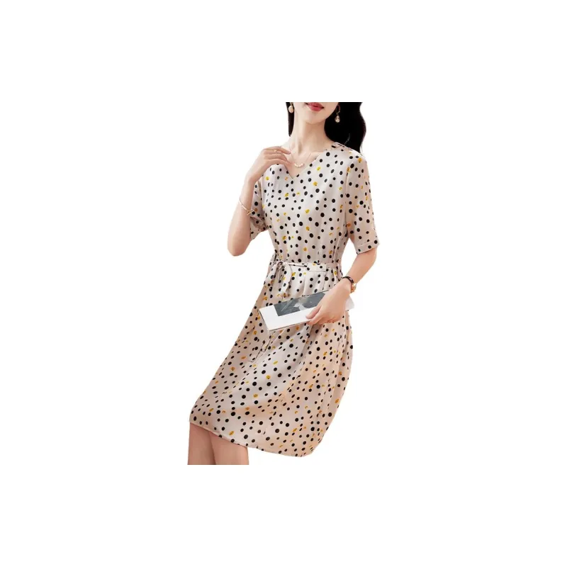 Yi Mengyuan Silk Short Sleeved Dress Women's Polka Dot-6