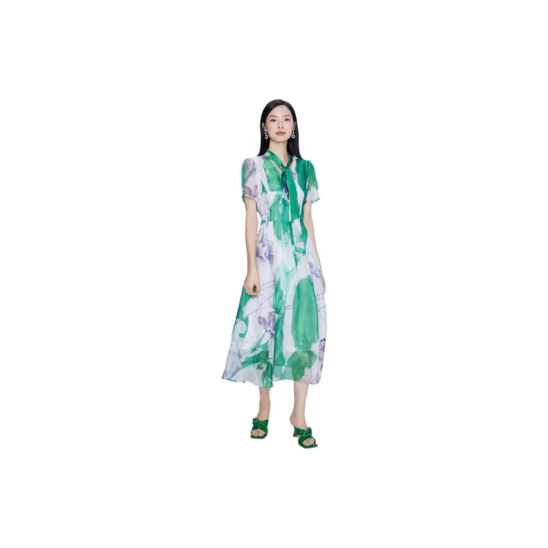 BBLLUUEE Short Sleeved Dress Women's Forest Green-2