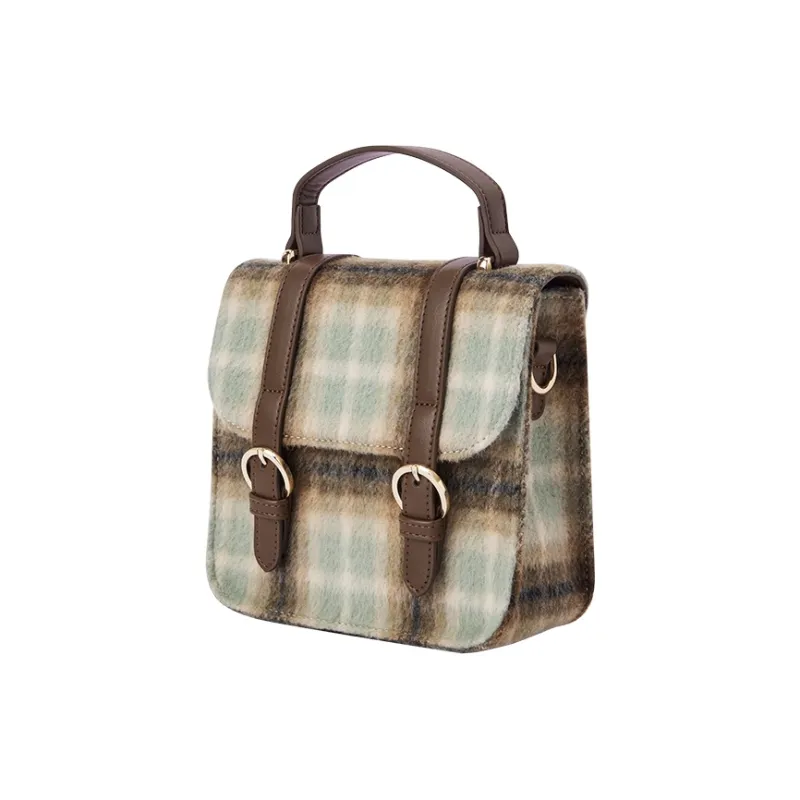 SEM/R Fabric Crossbody Handbags Medium Size Women's Coffee Tone/Green Tone-1