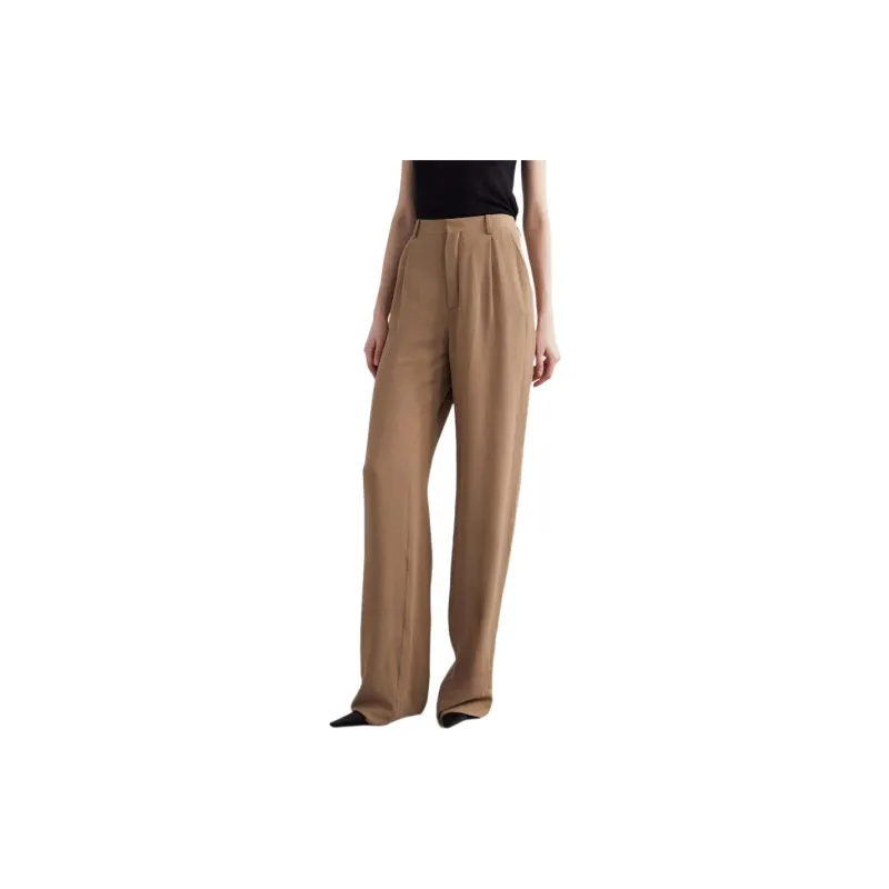 SAINT LAURENT High Waist Straight Leg Trousers-1