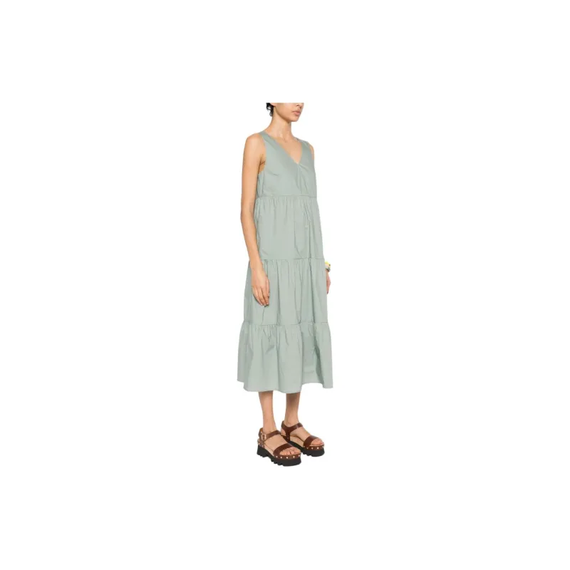 WOOLRICH SS24 Sleeveless Dress Women's Sage Green-3
