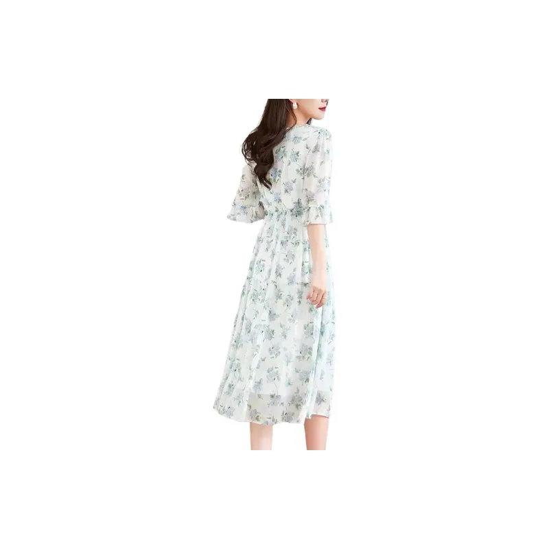 Yi Mengyuan Short Sleeved Dresses Women's Green-3