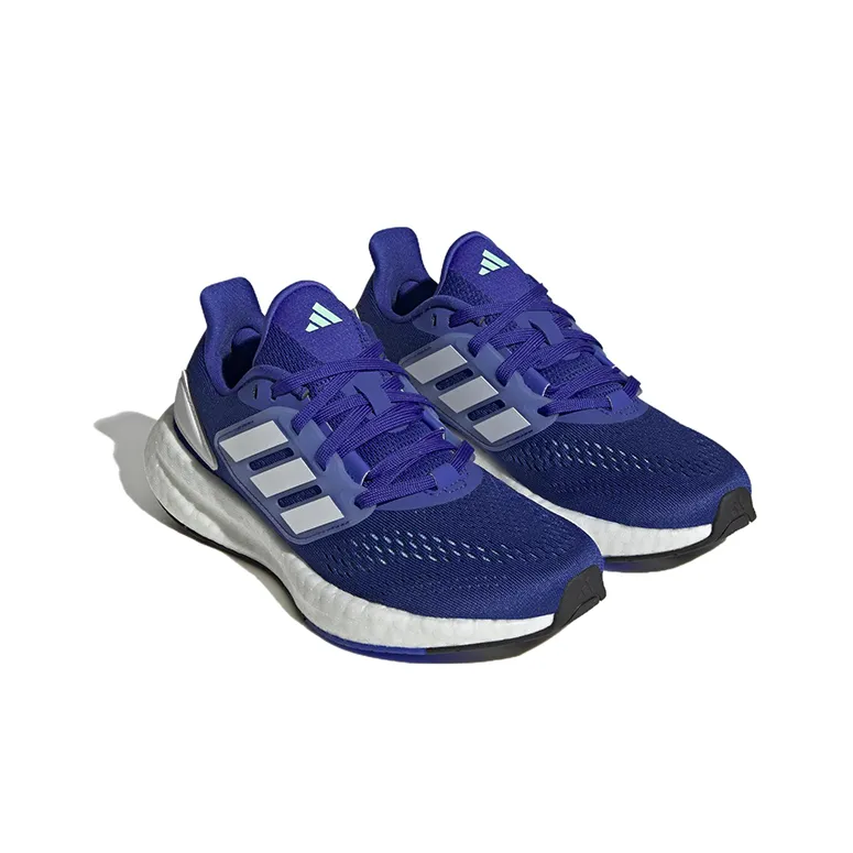 Adidas Pureboost 22 Anti Slip Wear Resistant Low Top Kids' Running Shoes Blue White Teenagers-1