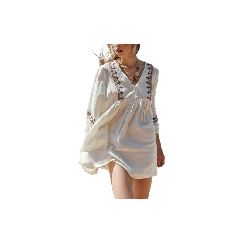 ZARA Long Sleeved Dresses Women's White-2