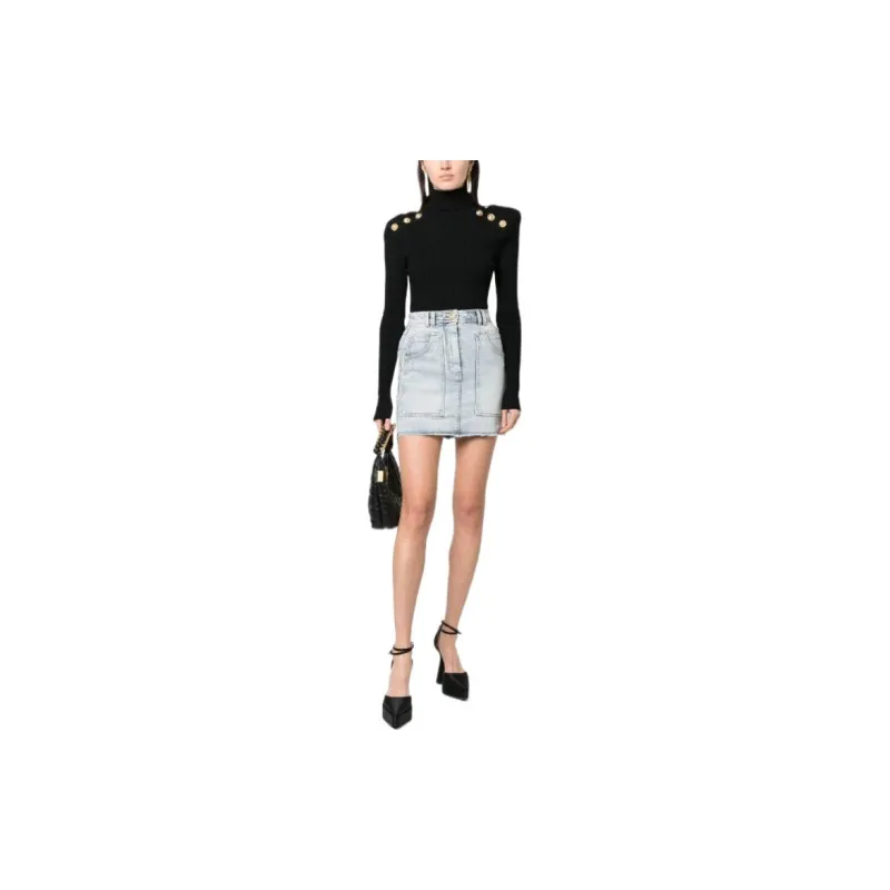 BALMAIN Denim Short Skirts Women's Blue-1