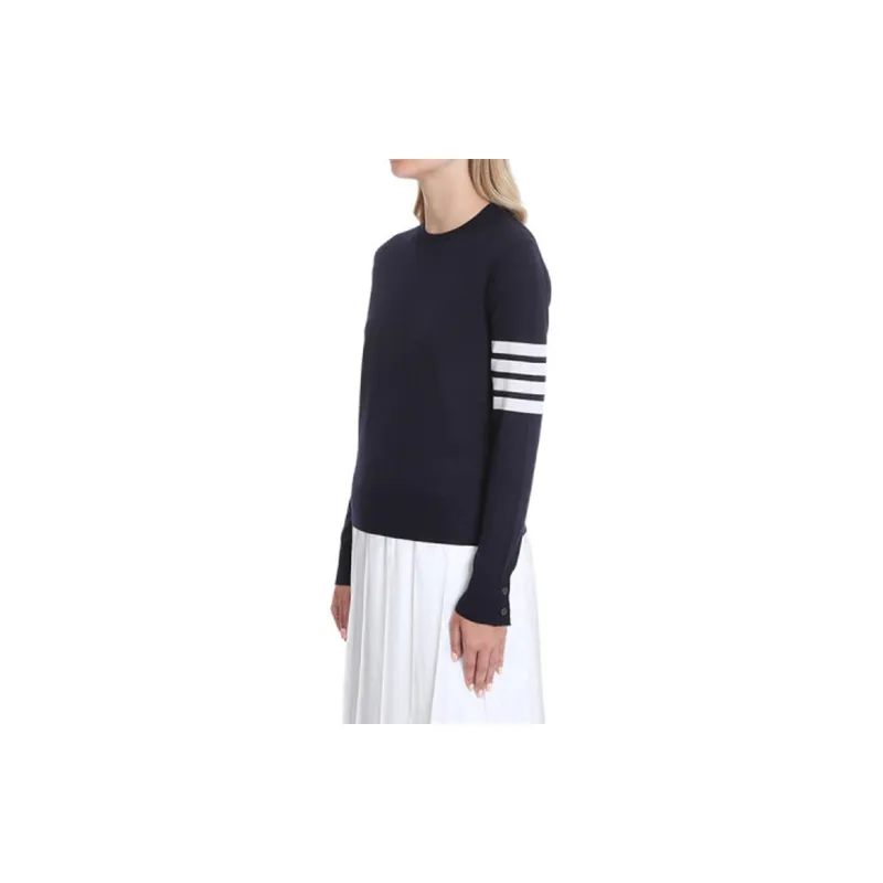 THOM BROWNE 4 Bar Ribbed Crewneck Jumper-5