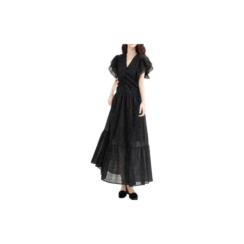Emodues Short Sleeved Dress Women's Black-1