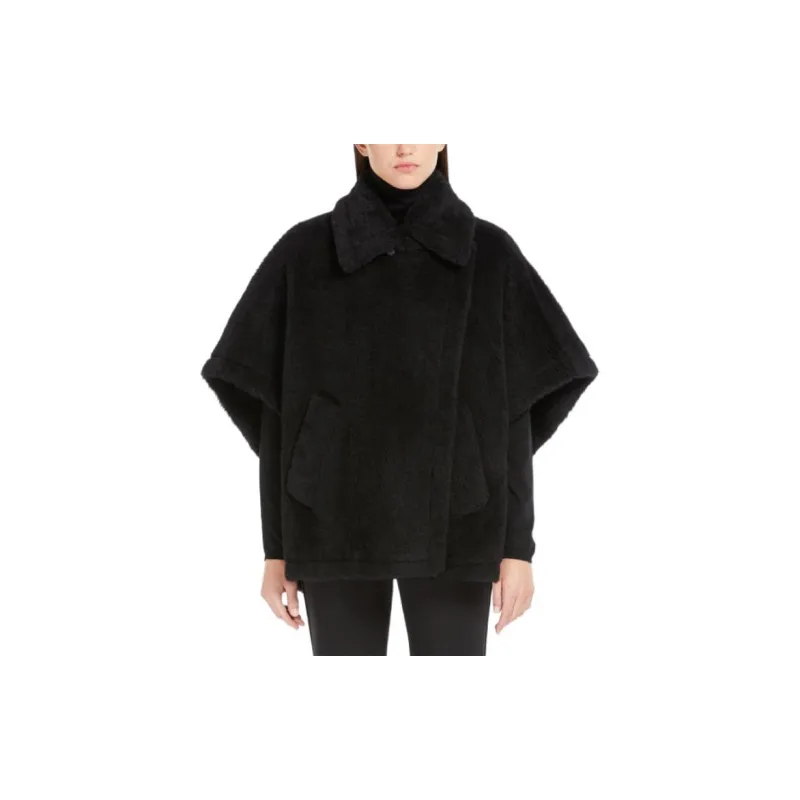 MaxMara Tebe1 Collection Teddy Fabric Short Cloak Cloaks Women's Black-2