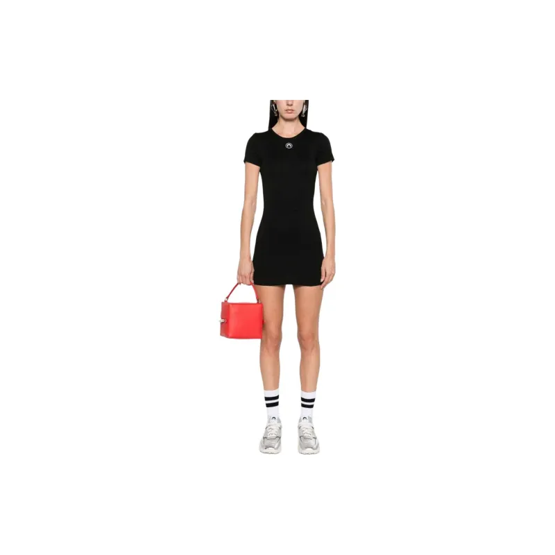Marine Serre Logo Embroidered Crewneck T Shirt Dress-1