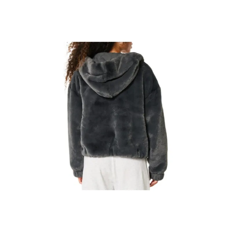 Hollister Velvet-feel Coat Women's Charcoal Gray-3