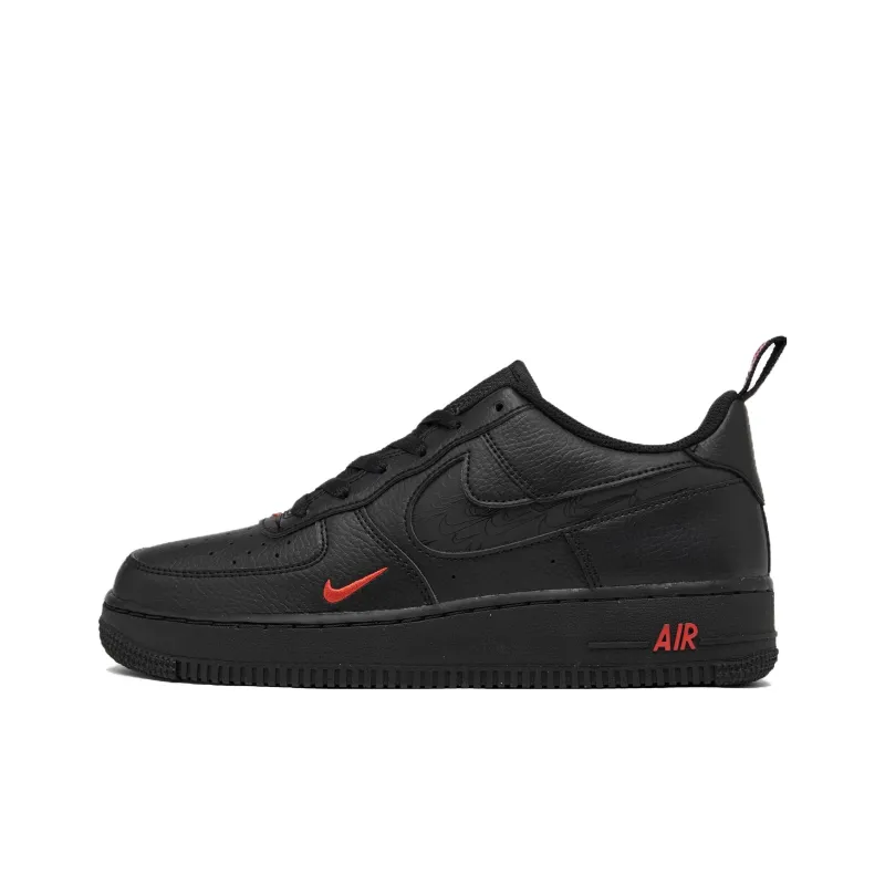 Nike Air Force 1 Anti-Slip Wear-Resistant Low-Top Kids' Skateboarding Shoes Black Teenagers-0