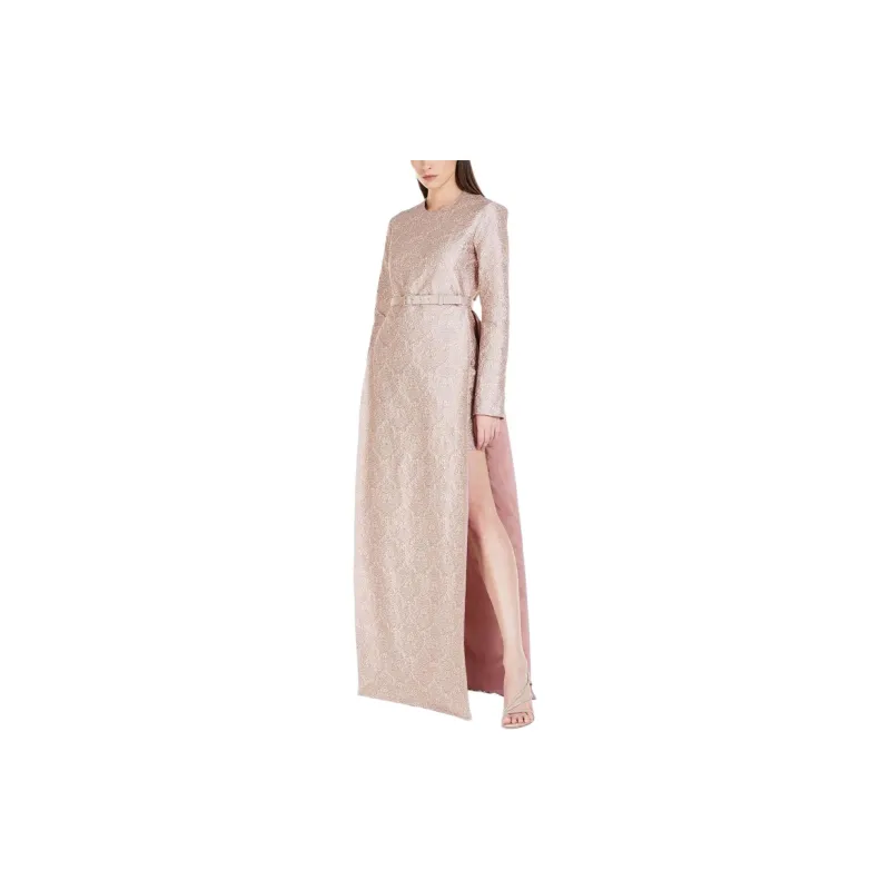 MaxMara Falco Collection Long Jacquard Dress Long-Sleeved Dresses Women's Pink-1