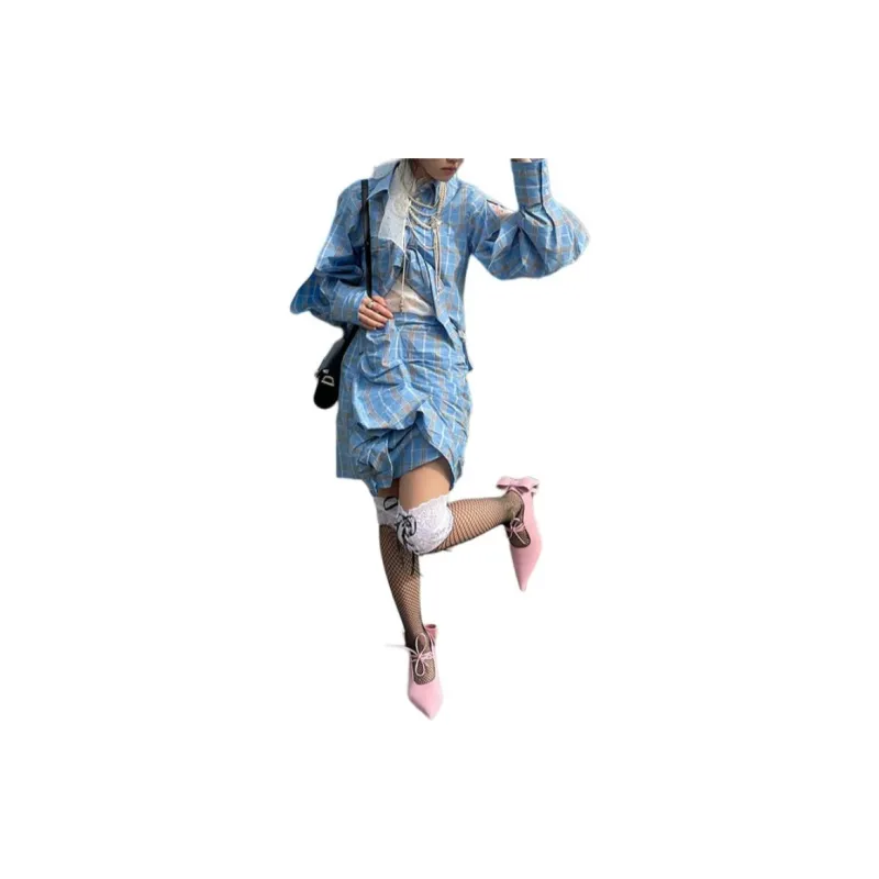 MSGM SS24 Casual Short Skirts Women's Light Blue-2