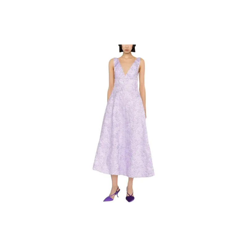 PHILOSOPHY DI LORENZO SERAFINI Floral jacquard V neck Dress-2