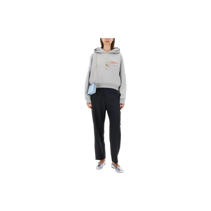 MARNI Logo Printed Drawstring Hoodie-1