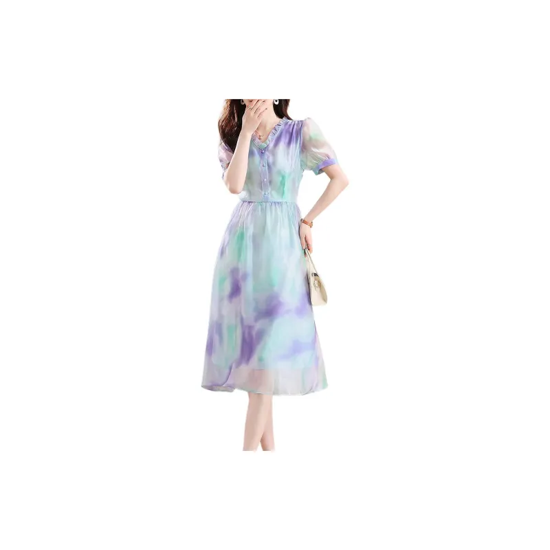 HUASJ Short Sleeved Dresses Women's Multicolor-1