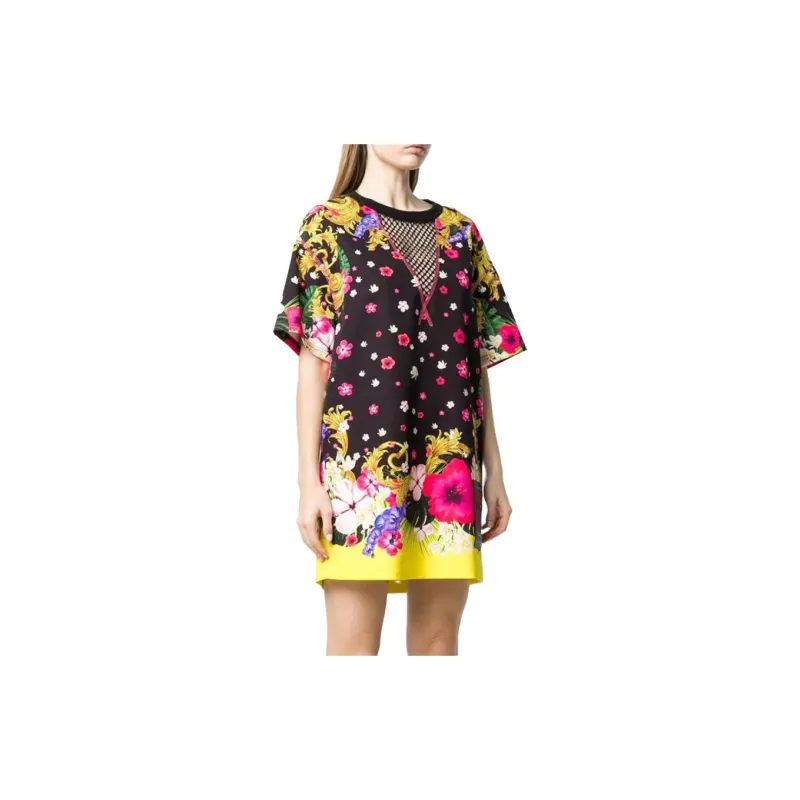 VERSACE Short Sleeved Dresses Women's Black-3