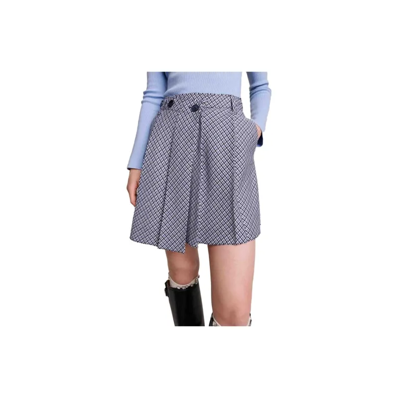 Maje Casual Short Skirts Women's Blue Gray-2